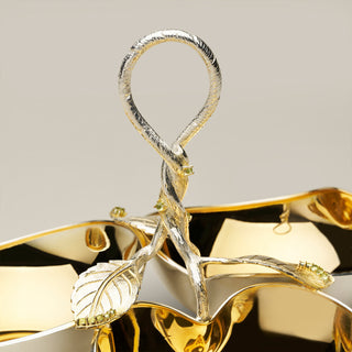 Gold‑Plated Sterling Silver Trio Bowl with Peridot Leaves