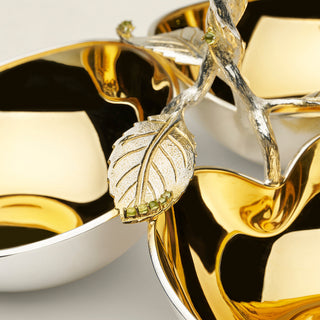 Gold‑Plated Sterling Silver Trio Bowl with Peridot Leaves