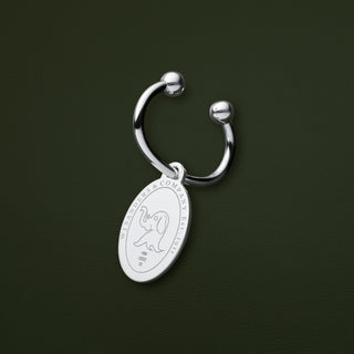 Sterling silver oval keyring featuring the signature lucky elephant