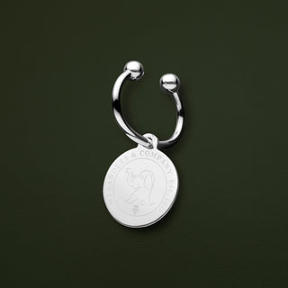 Sterling silver round keyring with the signature lucky elephant