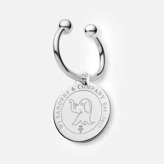 Sterling silver round keyring featuring the signature lucky elephant