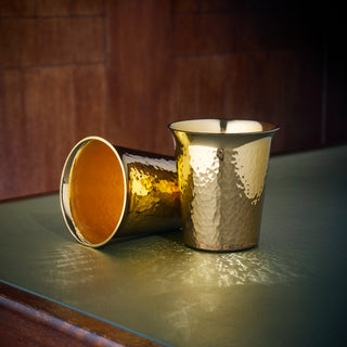 W.J. Sanders and Company’s 24ct Gold Whiskey Tumbler is hand-spun and expertly planished by our master artisans.