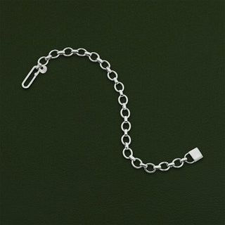 Round Link Chain Bracelet with Oval Clasp and Padlock