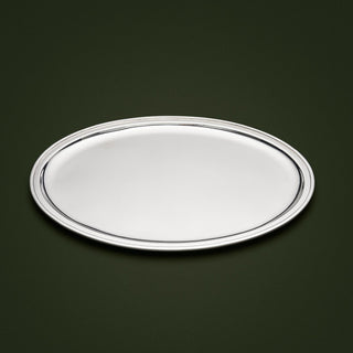 Medium Sterling Silver Oval Tray with rimmed edge