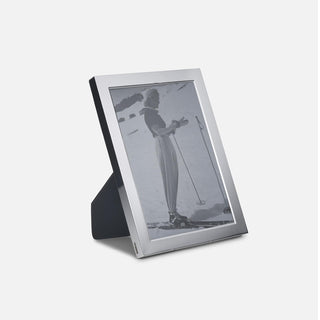 Sterling Silver rectangular picture, photo frame. Silver frame and black wooden back. 5x7 inches.