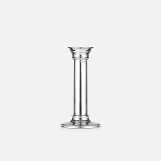 Contemporary, medium candlestick featuring stylish polish. To accommodate one candle only. 21cm tall. 