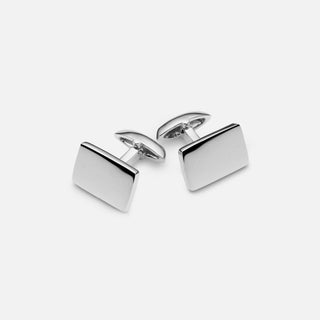 Sterling Silver rectangle polished cufflinks with articulated fitting. Can be personalised with engraving. 