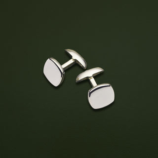 Classic sterling silver rounded square cufflinks