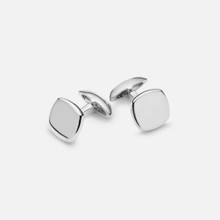 Classic sterling silver rounded square cufflinks