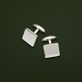 Classic flat square cufflinks in sterling silver