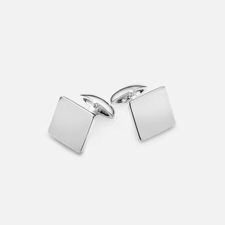 Classic flat square cufflinks in sterling silver