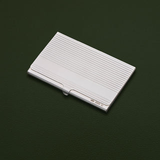 Sterling Silver business card holder with pressed fluted patterning. 9.5cm x 6cm. 