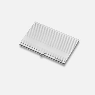 Sterling Silver business card holder with pressed fluted patterning. 9.5cm x 6cm. 