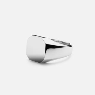 Sterling Silver octagonal polished signet ring. Can be personalised with engraving. 