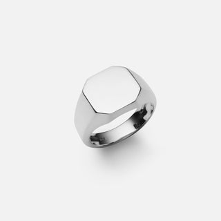 Sterling Silver octagonal polished signet ring. Can be personalised with engraving. 