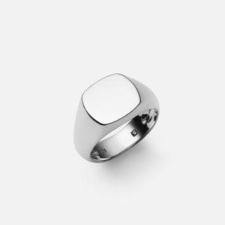 Sterling Silver rounded square signet ring. Can be personalised with engraving. 