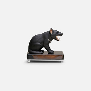 Sterling silver Tasmanian Devil sculpture on a blue tiger’s eye stone base.