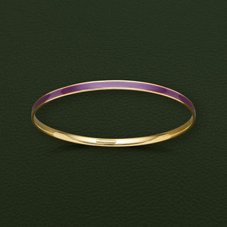 Sterling Silver Enamel and Gold-Plated Bangle - Plum 60mm