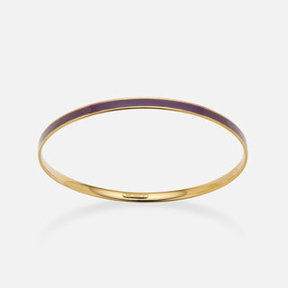 Sterling Silver Enamel and Gold-Plated Bangle - Plum 60mm