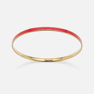 Sterling Silver Enamel and Gold Plated Bangle - Red 60mm