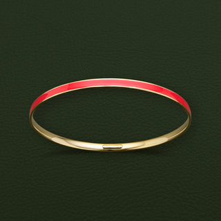 Sterling Silver Enamel and Gold Plated Bangle - Red 65mm