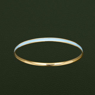 Sterling Silver Enamel and Gold-Plated Bangle - Winter Sky 60mm