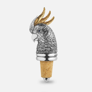 Sterling Silver Sulphur Crested Cockatoo Wine Stopper, featuring sapphire 